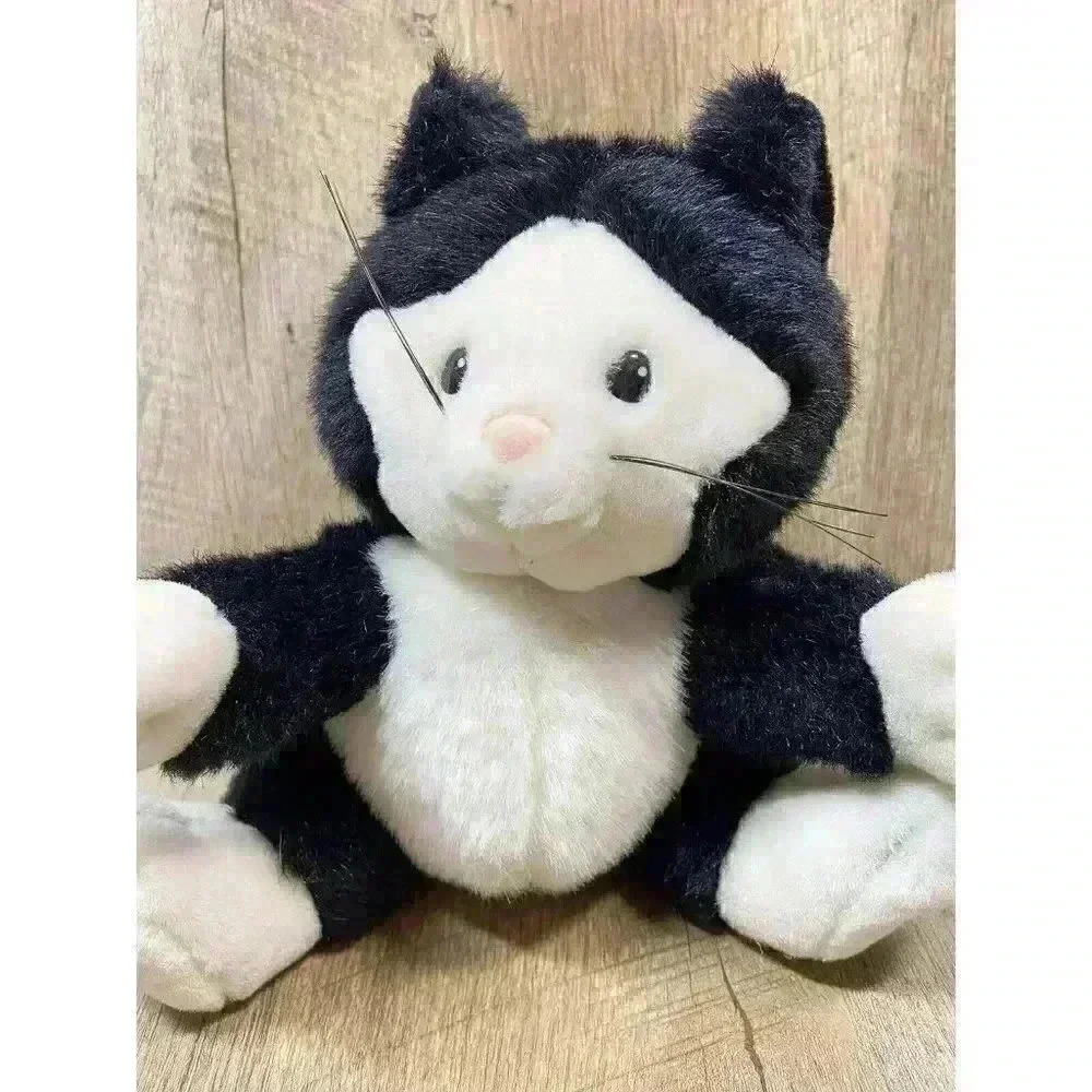 Vintage 80s Russ Caress Soft Pets Black White Cat #564 Plush Stuffed Carlton Jr - Picture 4 of 9